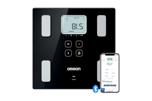 Omron OMRON VIVA Bluetooth smart personvåg och kroppssammansättningsmätare med kroppsfett, kroppsvikt, visceralt fett, skelettmuskulatur, vilande ämnesomsättning och BMI