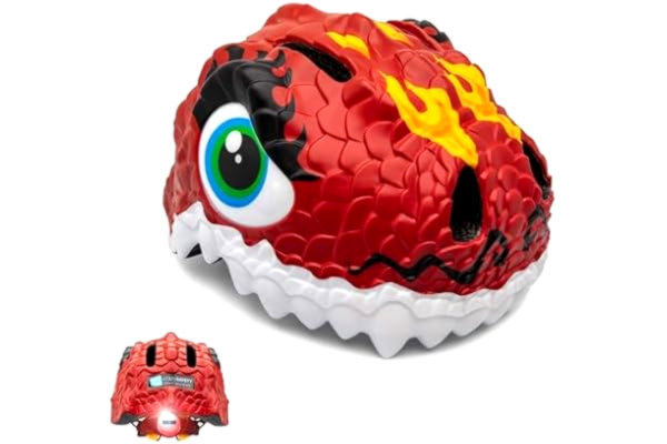 LEGO Crazy Safety cykelhjälm för barn | cykelhjälm för barn 2–7 år för cykling, skateboard, skoping, sparkskoter, rullskridskor | justerbar 3D-djurhjälm 49–55 cm (röd drake, 49–55 cm)