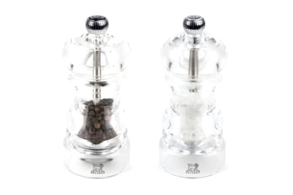 Peugeot  – Nancy manuell salt- och pepparkvarn-set – justerbara kvarnar – akryl, klar, 12 cm