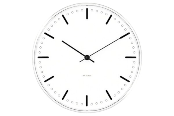 Rosendahl Arne Jacobsen City hall väggklocka, aluminium, vit, 16 cm