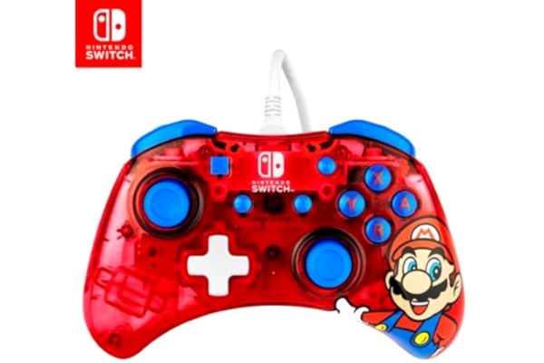 PDP  Rock Candy trådbunden Gaming Switch Pro styrenhet, Mario, Röd, Official License Nintendo, OLED / Lite Compatible, Compact, Durable Travel styrenhet