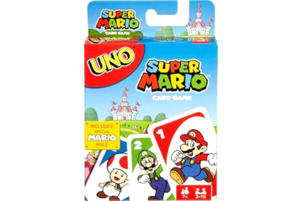 Mattel Games UNO Super Mario-kortspel med tecknade figurer, temakortlek för samlare, 112 kort med figurer, present till barn från 7 år, DRD00