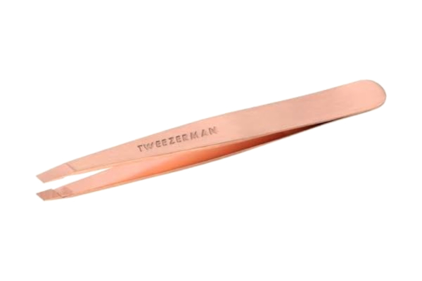 Tweezerman TWEEZERMAN Pincett (snedställda spetsar, ögonbrynspincett, professionell kvalitet, rostfritt stål), roséguld