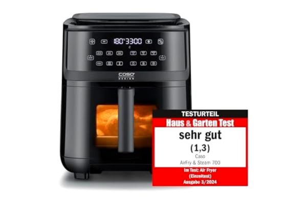 Caso CASO AirFry & Steam 700 - varmluftsfritös och ångkokare - maten är krispig på utsidan och saftig på insidan