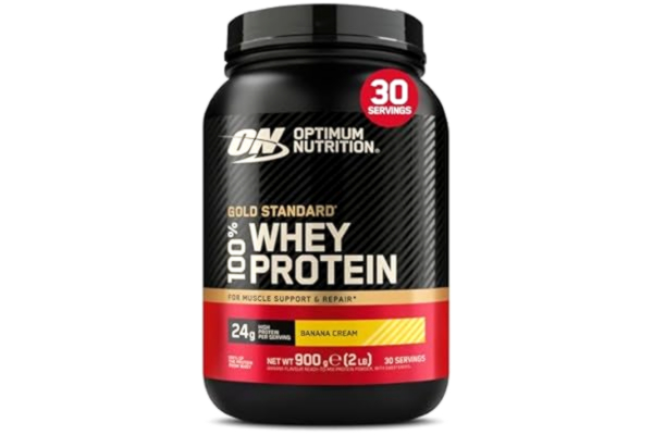 Optimum Nutrition  Gold Standard 100% Whey Vassleprotein, Banana Cream, 900g, 30 Portioner, Förpackningen Kan Variera
