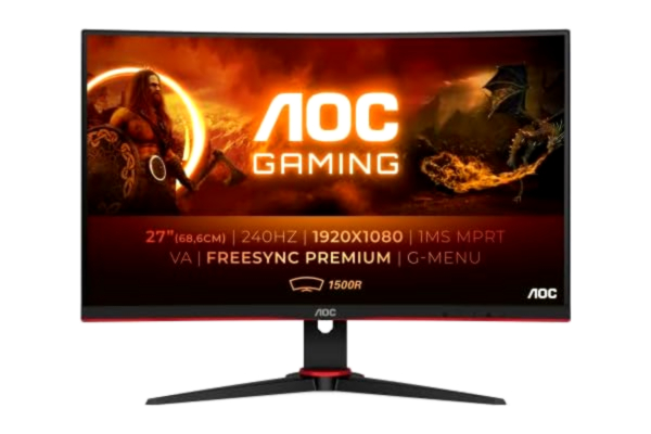 AOC  Gaming C27G2ZE - 27 Inch FHD Curved Monitor, 240Hz, 0.5ms, VA, AMD FreeSync Premium, Low Input Lag (1920x1080 @240Hz, 300cd/m² HDMI/DP)