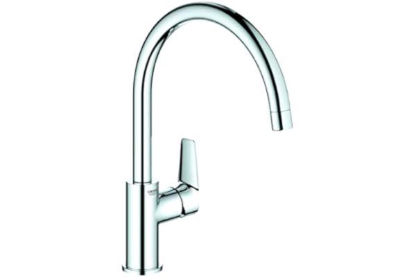 Grohe GROHE startkant – enkelspak kökshandfat blandarkran (hög C-pip 360 grader vridbart intervall, 28 mm keramisk patron, svansar 3/8 tum, min. Rekommenderat tryck 1,0 bar), lätt att installera, krom,