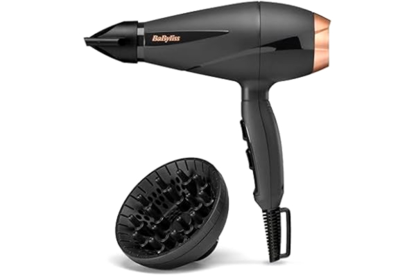 BaByliss  Smooth Pro Hårfön & Diffuser - Kraftfull 2100 W Hårtork, Tillverad i Italien, Jonisk Anti-Frizz-teknik, 3 Värme- & 2 Hastighetsinställningar, Svart, 6709DE