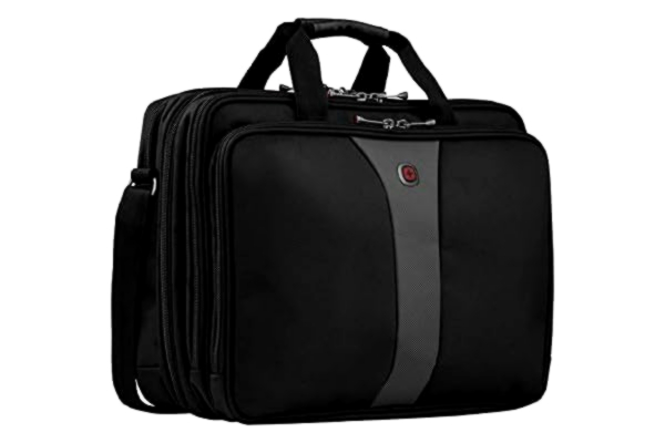 Wenger  Legacy axelremsväska, laptopväska med axelrem, för laptop upp till 17 tum, 19 l, dam herr, kontor business universitet skola, svart/grå