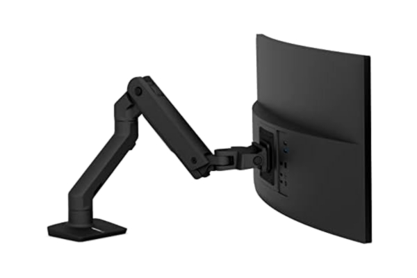 Ergotron  – HX robust bildskärmsarm, skrivbordsmonterat, VESA standard, för platta eller något böjda ultrabreda bildskärmar på upp till 49 tum, 9,1-19,1 kg – standardlutning, Mattsvart (45-475-224)