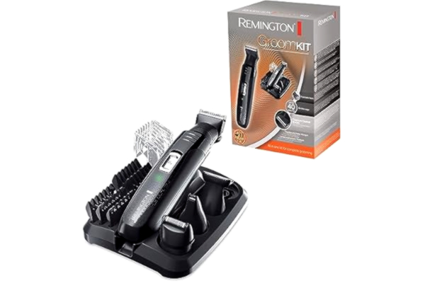 Remington  Multitrimmer för ansikte och kropp, 4 tillbehörshuvuden, detaljtrimmer, öron och nästrimmer, minirakhuvud, huvudtrimmer, 40min användningstid, justerbar kam 2-20mm, laddningsställ, PG6130