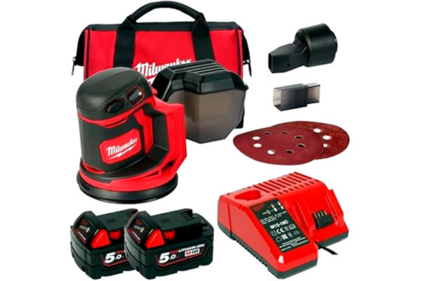 Milwaukee  18V rotorbitalslipmaskin, 125mm och 2,4 m M18 BOS125-502B, Neutral