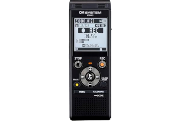 OM System OM SYSTEM WS-883 högkvalitativ digital diktafon med inbyggda stereomikrofoner, Direct USB, röstbalansering, brusreducering, enkelt läge, lågspärrfilter, intelligent auto-läge och 8 GB minne, VCVA