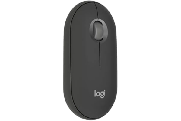 Logitech  Pebble Mouse 2 M350s trådlös Bluetooth-mus – tunn, portabel, lätt, anpassningsbar, tysta klick, Easy-Switch för Windows, macOS, iPadOS, Android, Chrome OS – Grafit
