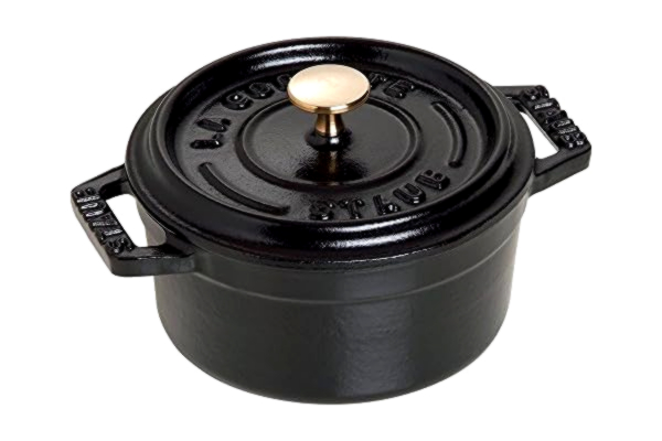 Staub STAUB Mini Cocotte, rund med lock 10 cm, 0,25 l, lämplig för induktion, med matt svart emaljering inuti grytan, svart