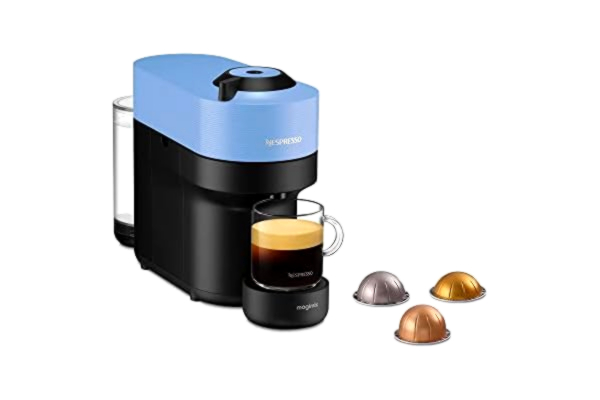 Nespresso De'Longhi Nespresso Vertuo Pop ENV90.A, Automatisk Kaffebryggare för Kapslar, Kapselmaskin, 4 Koppstorlekar, Centrifusionsteknik, Välkomstset Ingår, 1350W, Pacific Blue