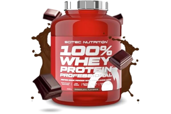 Scitec Nutrition  100% Whey Protein Professional – berikad med ytterligare aminosyror och matsmältningsenzymer – glutenfri – palmolja, 2,35 kg, choklad