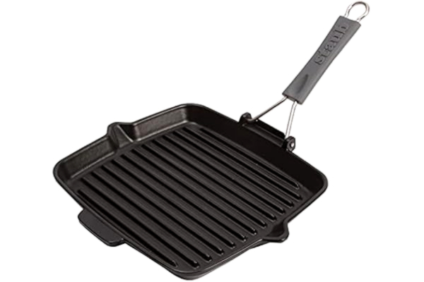 Staub  40509-344-0 Cast Iron Pan with Silicone Handle, Suitable for Induction, Square 24 cm, Black