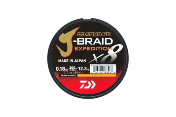 Daiwa  Tresse 8 Brins J-flaid Expedition - 150m - PE.0.6 - D.0,06 mm - R.5kg-11lb - Smash Orange - 12550006