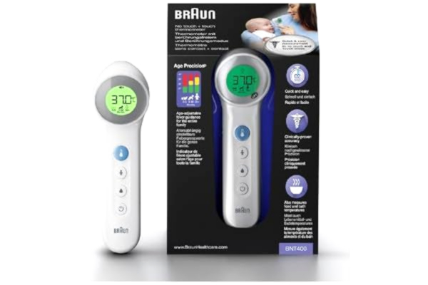 Braun  Sensian 7 beröringstermometer för pannan – åldersprecisionsteknik – 3-i-1 – färgkodad digital display – baby- och barnvänlig – #1 varumärke bland läkare (1) – BNT400