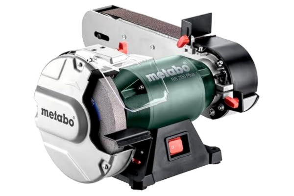 Metabo  kombinerad band- och skivslipmaskin BS 200 Plus – 604220000 – Kombimaskin för slipning, skärpning och gradborttagning – Märkeffekt: 600 W – 1,8 m kabellängd