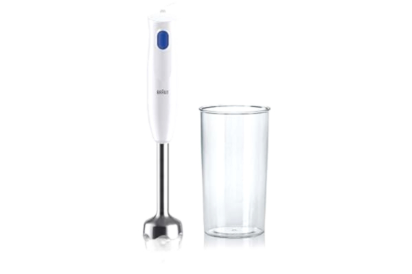 Braun  handmixer MQ10.001M MultiQuick 1 – Extra lätt blandningstav med rostfritt stål mixerfot och EasyTwist System, inkl. 600 ml mix- och mätkopp, 450 watt, vit