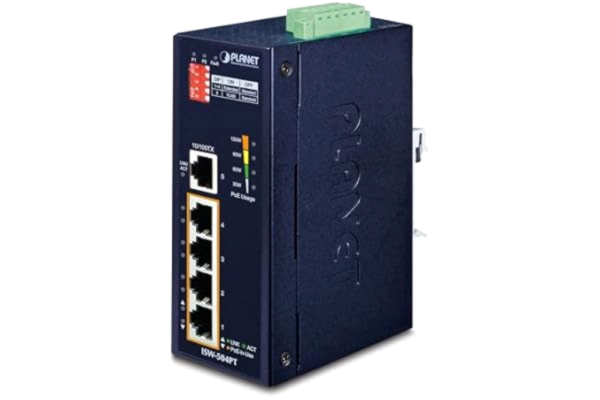 Planet  ISW-504PT nätverksswitchar Ohanterad L2 Fast Ethernet (10/100) Strömförsörjning via denna port (PoE) stöd Svart