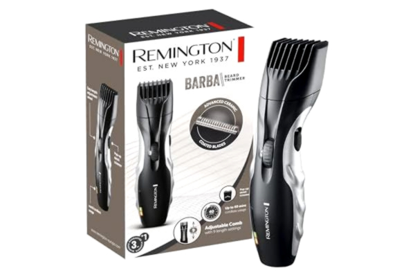 Remington  skäggtrimmer, 9 längdinställningar 1.5-18mm, sladd/sladdlös, 40min användningstid, pop up trimmer, självslipande blad med avancerad keramisk beläggning, Barba, MB320C