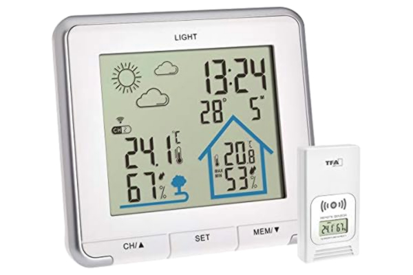 TFA  Dostmann Wireless Life Weather Station Digital Wireless Weather Station Humidity Temperature with Backlight Weather Symbols White