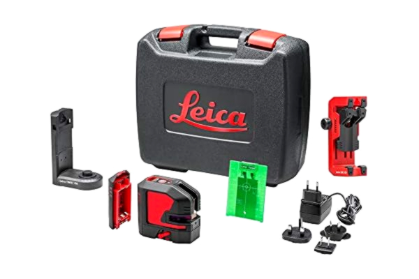 Leica Geosystems Leica Lino L2G – korslinjelaser med litiumjonbatteri, laddare, innovativ magnetisk adapter och väggfäste i fodralet (grön laser, arbetsområde: 35 m)