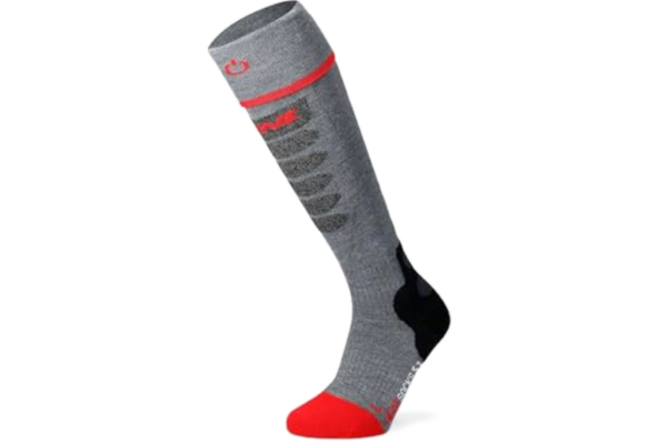 Lenz  Heat Sock 5.1 Toe Cap Slim Uppvärmda strumpor, grau/schwarz/rot, 45-47