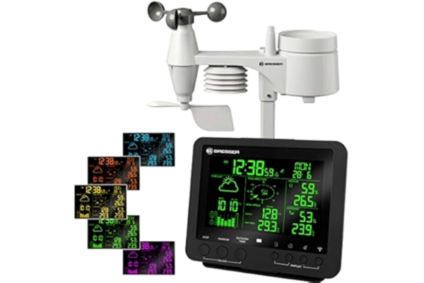 Bresser  7002520CM3000 Draadloos Weerstation met Buitensensor Weerstation 5-In-1, 5.7 Inch Display, Wit/Zwart, 17 x 4 x 14 cm