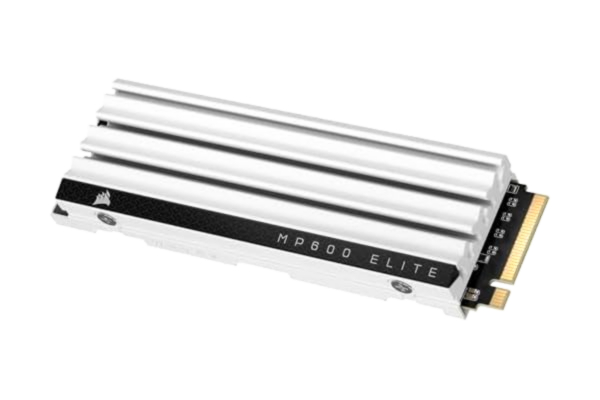 Corsair CORSAIR MP600 ELITE 2 TB M.2 PCIe Gen4 x4 NVMe SSD - Optimerad för PS5 - Inbyggd kylfläns - M.2 2280 - Upp till 7 000 MB/Sek Sekventiell Läsning - 3D TLC NAND Med Hög Densitet - Vit