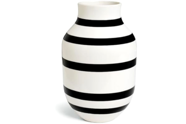 Kähler  Vase H31 cm Omaggio Originaldesign med handmålade ränder, svart