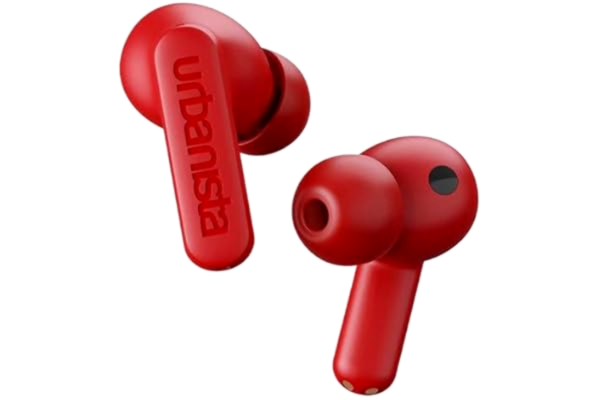 Urbanista  Atlanta Hybrid Aktiva Brusreducerande Trådlösa Öronsnäckor, Deep Bass Stänktåliga Hörlurar, Bluetooth Flerpunktshörlurar, Transparensläge, Trådlöst Laddningsetui, Vibrerande Rött