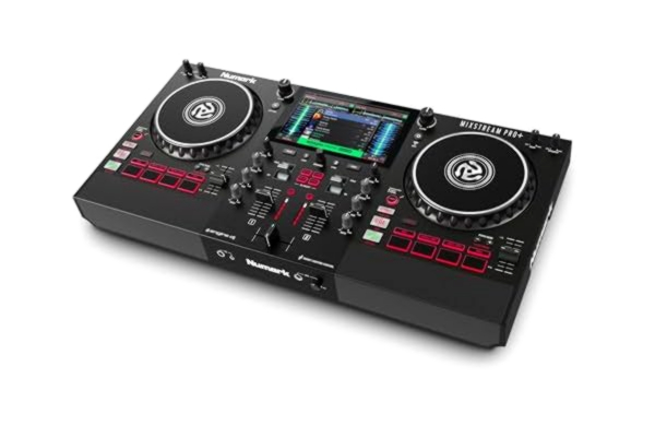 Numark  Mixstream Pro+ DJ Controller med stamseparering, 2 diskar, Wi-Fi-streaming, mixer, 7” pekskärm, högtalare, fungerar med Serato & Virtual DJ