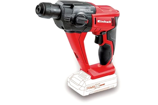 Einhell  Accu Boorhamer TE-HD 18 Li-Solo Power X-Change (Li-Ion, 18 V, 1.2 J, Boorcapaciteit In Beton 12 Mm, Sds Plus Opname, Led Verlichting, Zonder Accu En Lader), Zwart, Rood