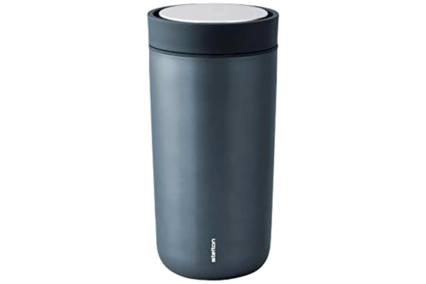 Stelton  to-Go Click - Termoskopp, dubbelväggig vakuumflaska - Rostfri, läckagesäker kaffekopp/temugg med smart klicklock - Varma och kalla drycker - 0,4 liter, blå metallic