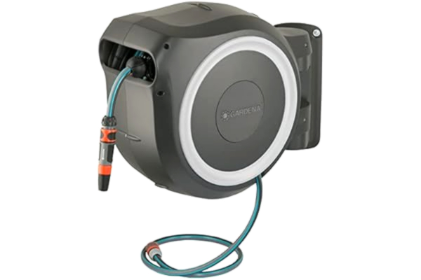 Gardena  slanghållare RollUp XL för väggmontering (vit) 30 m: flexibel bevattning för stora trädgårdar, svängbar slangvinda, inkl. 30 m Gardena kvalitetsslang och monteringsstöd (18627-20)