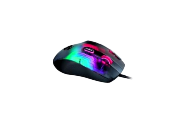Roccat  Kone XP - gamingmus med 3D-belysning och optisk sensor på 19 000 DPI, 4D Krystal-hjul, flerknappsdesign och AIMO-RGB-belysning, svart