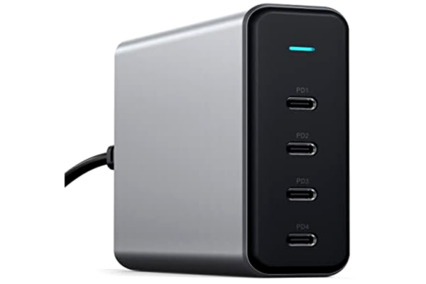 Satechi  165W GaN-laddare med 4 portar – USB C PD – För M2/ M1 MacBook Pro/Air, M2/ M1 iPad Pro/Air, iPhone 14 Pro Max/14 Pro/14/14 Plus