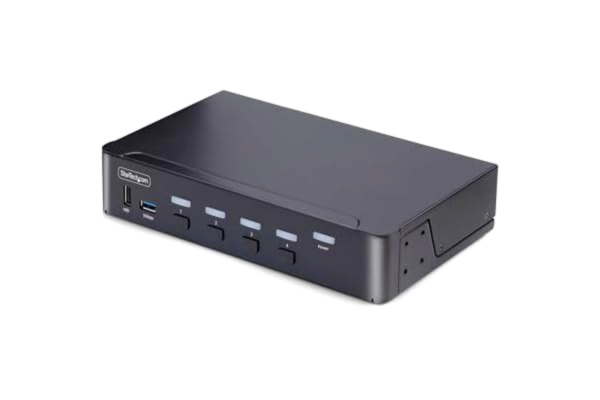 StarTech .com 4-portars DisplayPort KVM-switch, 8K 60Hz/4K 144Hz, enkel skärm, DP 1.4, 2x USB 3.0-portar, 4x USB 2.0 HID-portar, tryckknapp och snabbtangentomkopplare, TAA-kompatibel