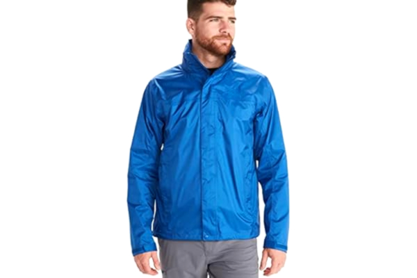 Marmot  Meżczyzni PreCip Eco Jacket S22, Wodoodporna kurtka przeciwdeszczowa, oddychający płaszcz przeciwdeszczowy z kapturem, lekka wiatrówka hardshell na wędrówki, Dark Azure, XXL