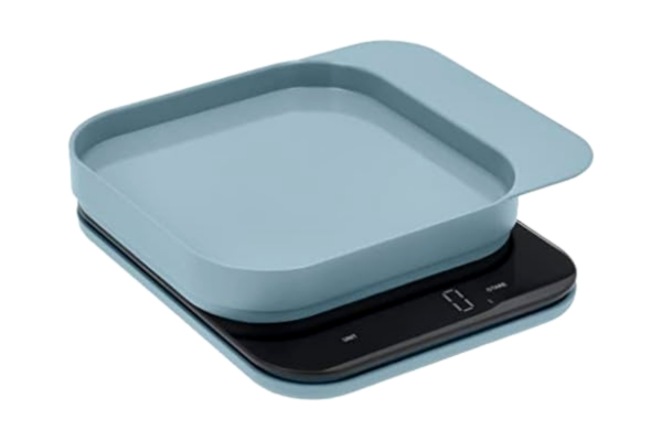 Rosti  Mensura köksvåg, hushållsvåg, bakvåg, digital köksvåg med skål- och tareringsfunktion, maxvikt 10 kg, 16,5 x 20,3 x 3,5 cm, Dusty Blue