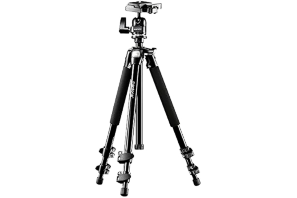 Mantona  Scout Trépied Max, 157 cm (incl. rotule avec plateau de fixation rapide, niveau à bulle intégré, capacité de charge env. 6 kg)