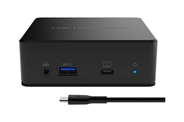 Belkin  USB-C dockningsstation för två bildskärmar, 85 W PD, HDMI, USB-A 3.1 Gen 1, USB-C, Gigabit Ethernet, 135 W strömadapter, ljud in/ut för MacBook, Windows, Chromebook och andra laptops med USB-C