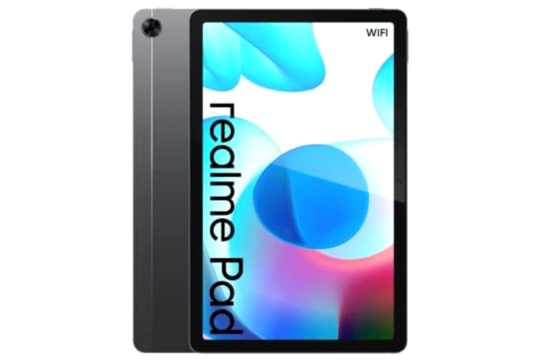 Realme realme Pad, W-LAN tablet, 2K display 10,4 inch WUXGA+, Dolby Atmos Quad Speakers, MTK Helio G80, mega-accu met 7100 mAh, Quick Charge 18W, metalen behuizing, Android 11, 4 GB + 64 GB (tot 1 TB), grijs