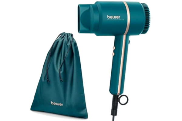 Beurer  HC 35 Ocean Hårfön, kompakt hårtork med jonisk funktion för glänsande och smidigt hår, stylingmunstycke ingår, 1600-2000 Watt