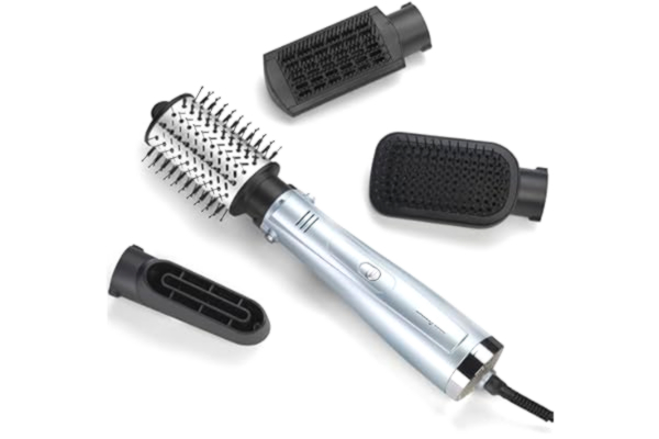 BaByliss  Hydro-Fusion 4-i-1-Varmluftsborste - Jonisk Anti-Frizz Styler, Föna, Släta Ut, Bygg Volym, Platta på en gång, Blå, AS774E