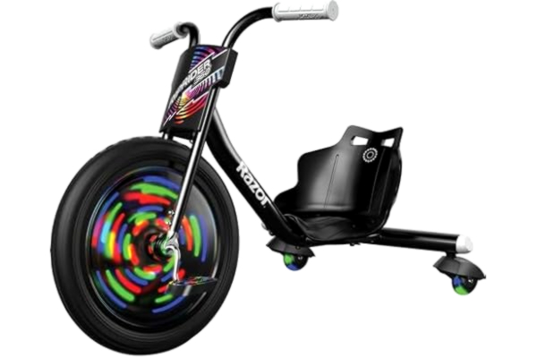 Razor  RipRider 360 Lightshow - Trike med bakre Casters och med motion-aktiverade flerfärgsljus, 3 hjul drifting åktur för barn i åldern 5 och upp